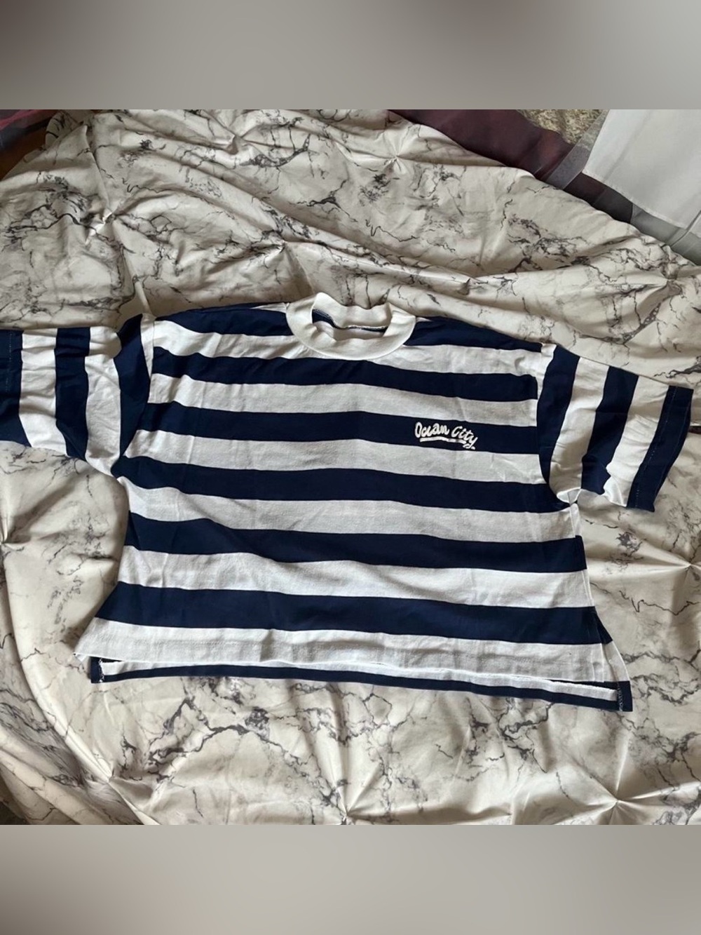 Ocean City Navy & White Striped Tee